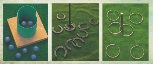 juegos populares entre ellos el juego de la herradura, el bote y las anillas metalicas