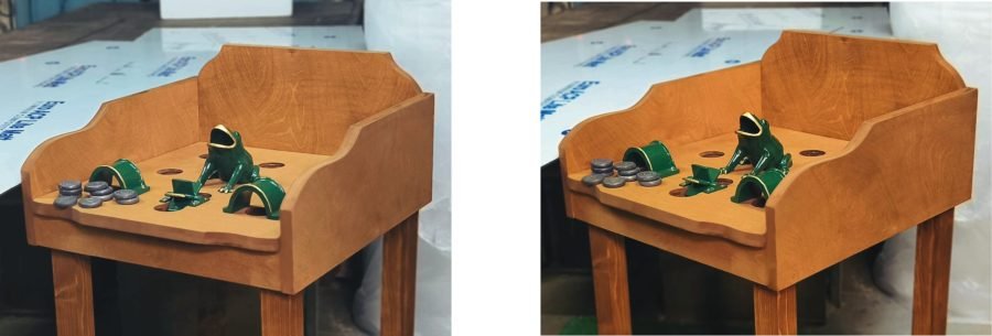 juego de la rana modelo Alfa, con tratamiento para exterior y  elementos metalicos de fundicion